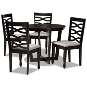 Baxton Studio Leda Modern and Contemporary Grey Fabric Upholstered and Dark Brown Finished Wood 5-Piece Dining Set